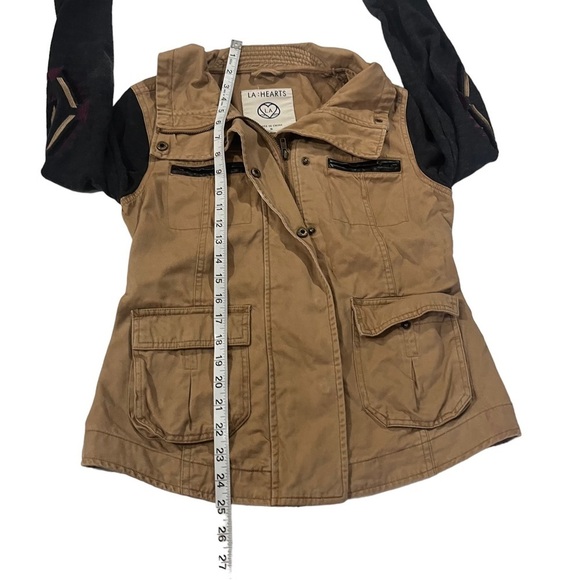 LA Hearts Khaki & Grey Contrast Long Sleeves Aztec Print Safari Jacket Sz Sm EUC - Picture 9 of 14